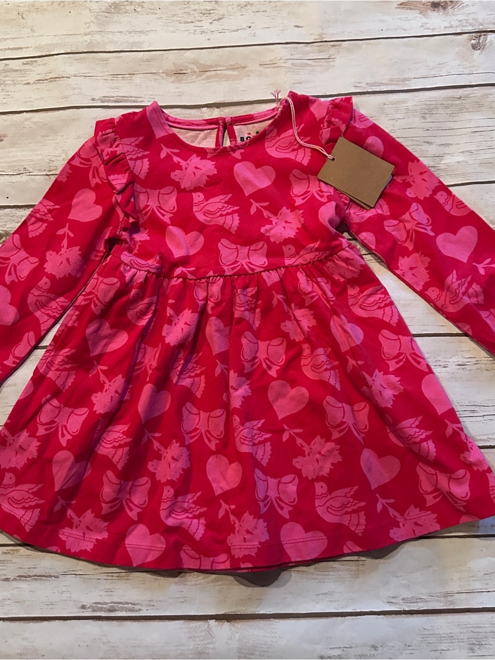 Mini Boden heart dress nwt 2/3 soft/warm